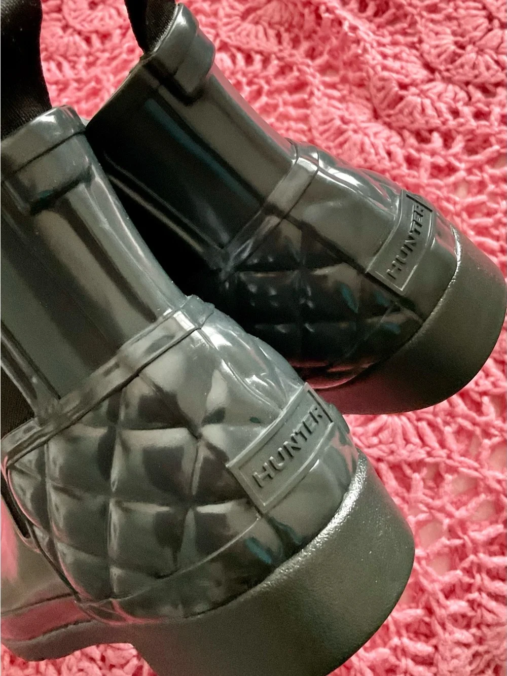 Hunter Glossy Charcoal Grey Chelsea Rain Booties